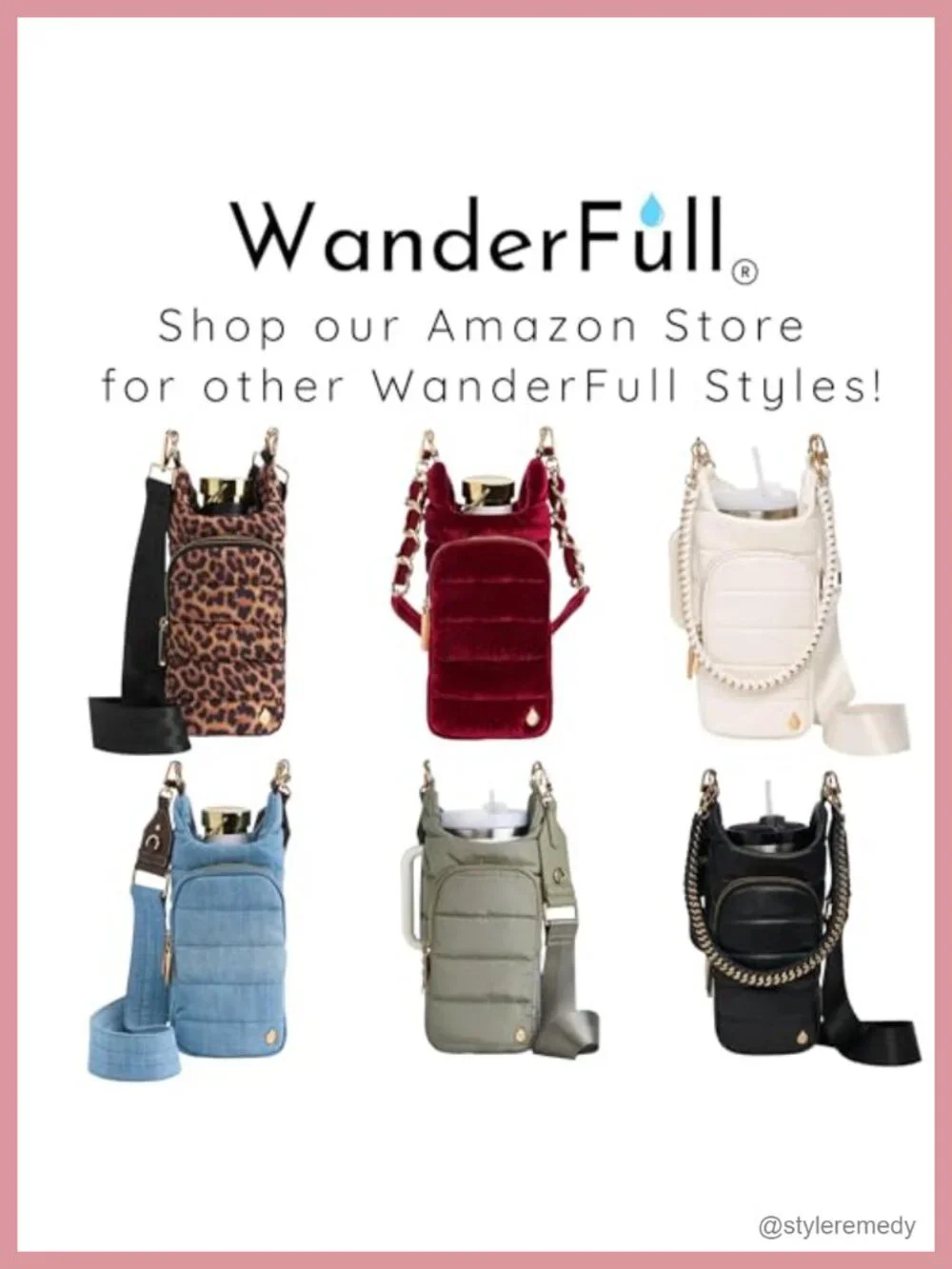 Quilted Water Bottle Holder Crossbody with Phone Pocket, Fits 32 oz